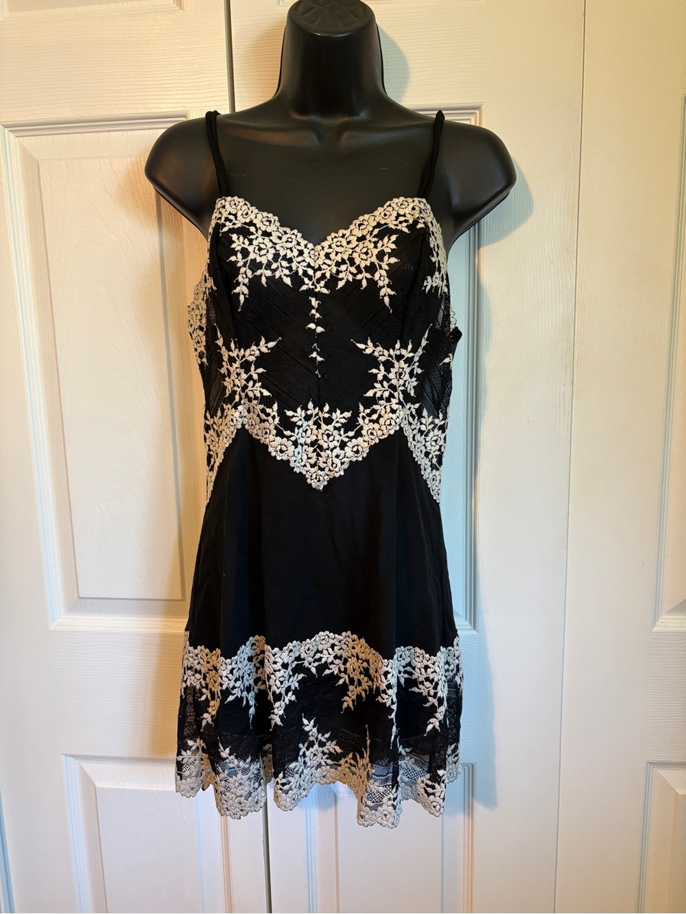 Wacoal Black lingerie with White Lace Trim -